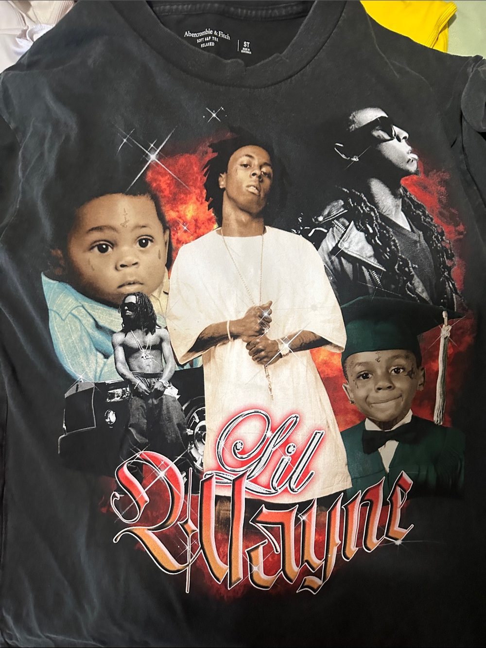 Abercrombie & Fitch Black Kids Graphic Tee with Multicolor Lil Wayne Print